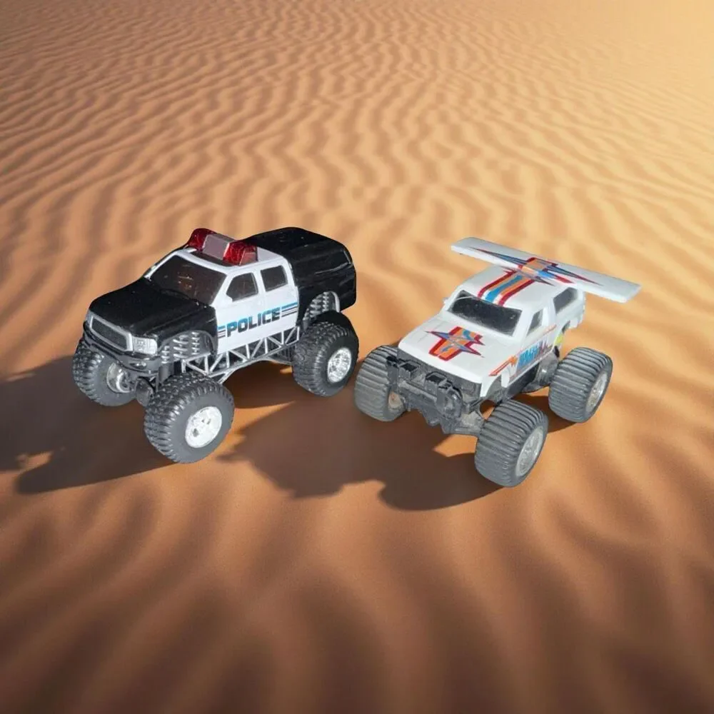 Macau Mattel Stunt Ratz Baja Jeep &  Road Ripper Police Monster Trucks Friction